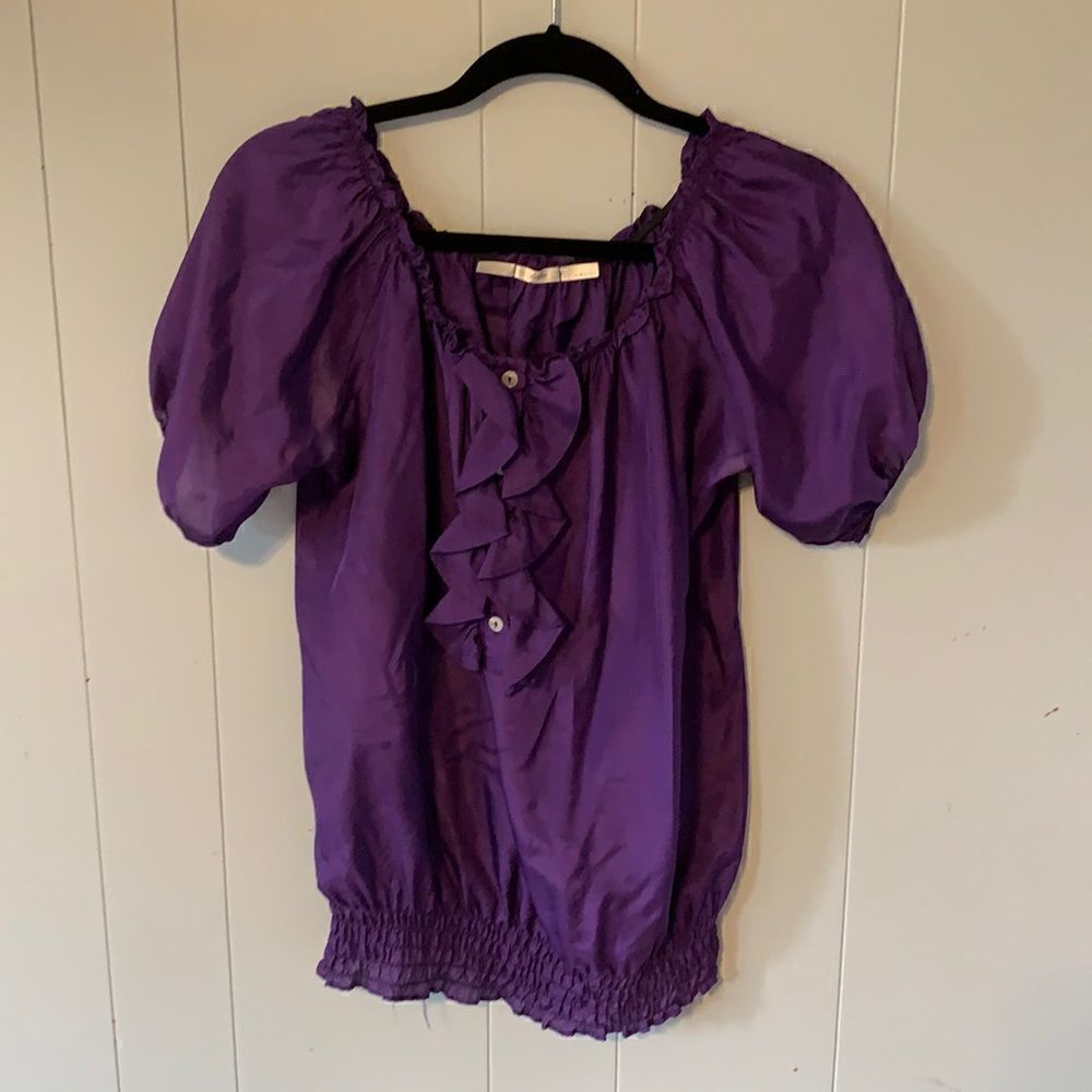 Gibson Purple Silk Blouse Size Medium